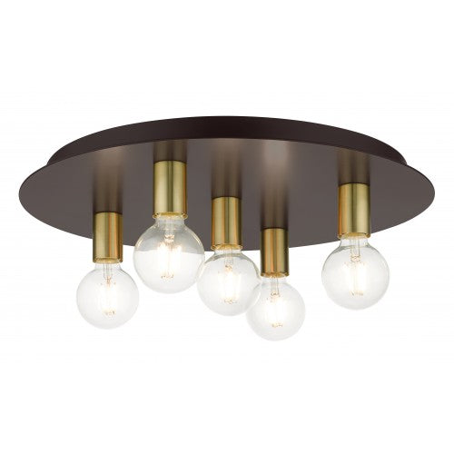 5 Light Bronze Flush Mount Livex