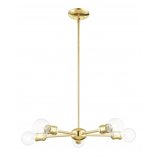 5 Light Polished Brass Chandelier Livex