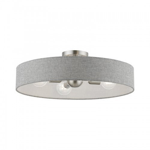 4 Light Brushed Nickel with Shiny White Accents Large Semi-Flush Livex