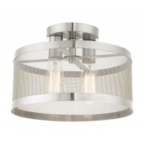 2 Light Brushed Nickel Semi Flush Mount Livex