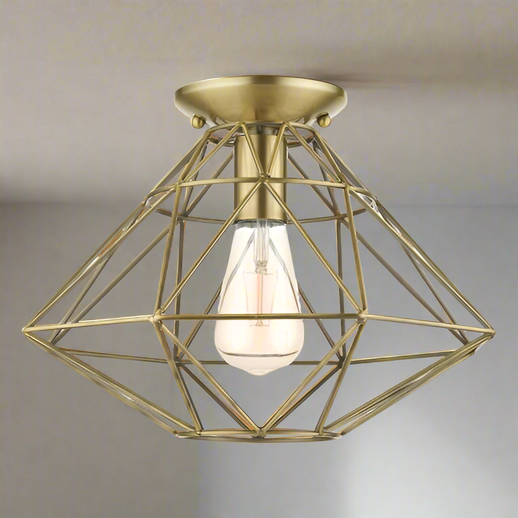 1 Light Antique Brass Flush Mount Livex