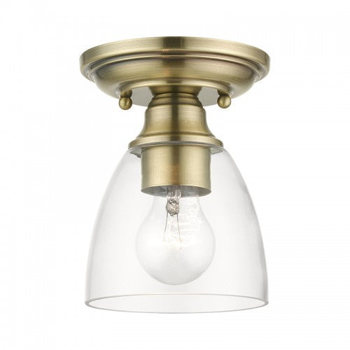 1 Light Antique Brass Petite Semi-Flush Livex