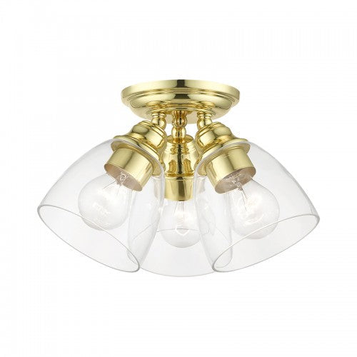 3 Light Polished Brass Semi-Flush Livex