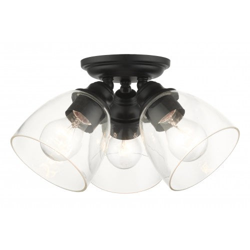 3 Light Black Flush Mount Livex