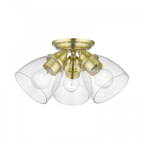 3 Light Satin Brass Semi-Flush Livex