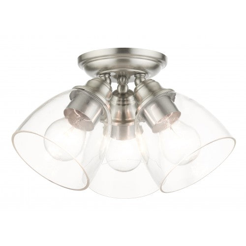 3 Light Brushed Nickel Flush Mount Livex