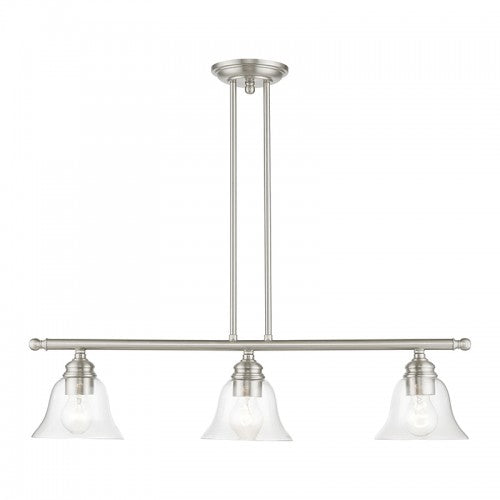 3 Light Brushed Nickel Linear Chandelier Livex