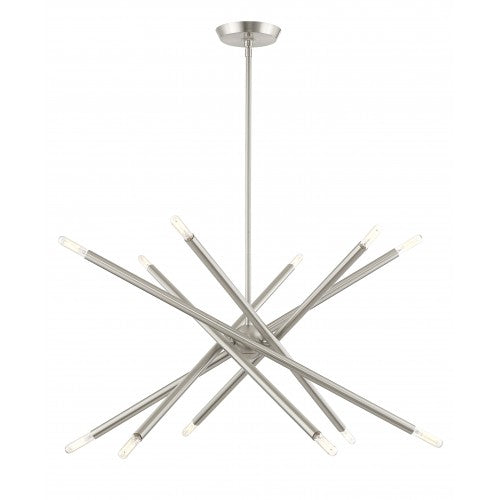 12 Light Brushed Nickel Chandelier Livex
