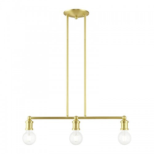 3 Light Satin Brass Linear Chandelier Livex