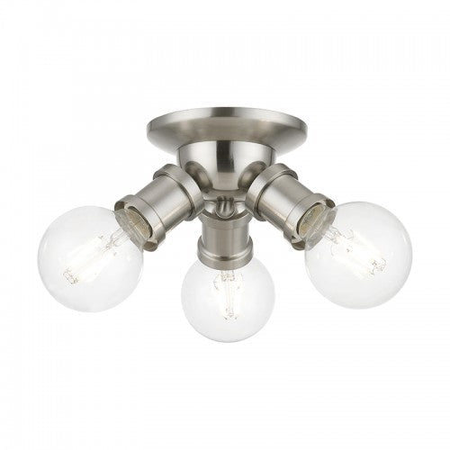 3 Light Brushed Nickel Flush Mount Livex