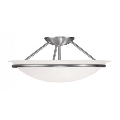 3 Light Brushed Nickel Ceiling Mount Livex