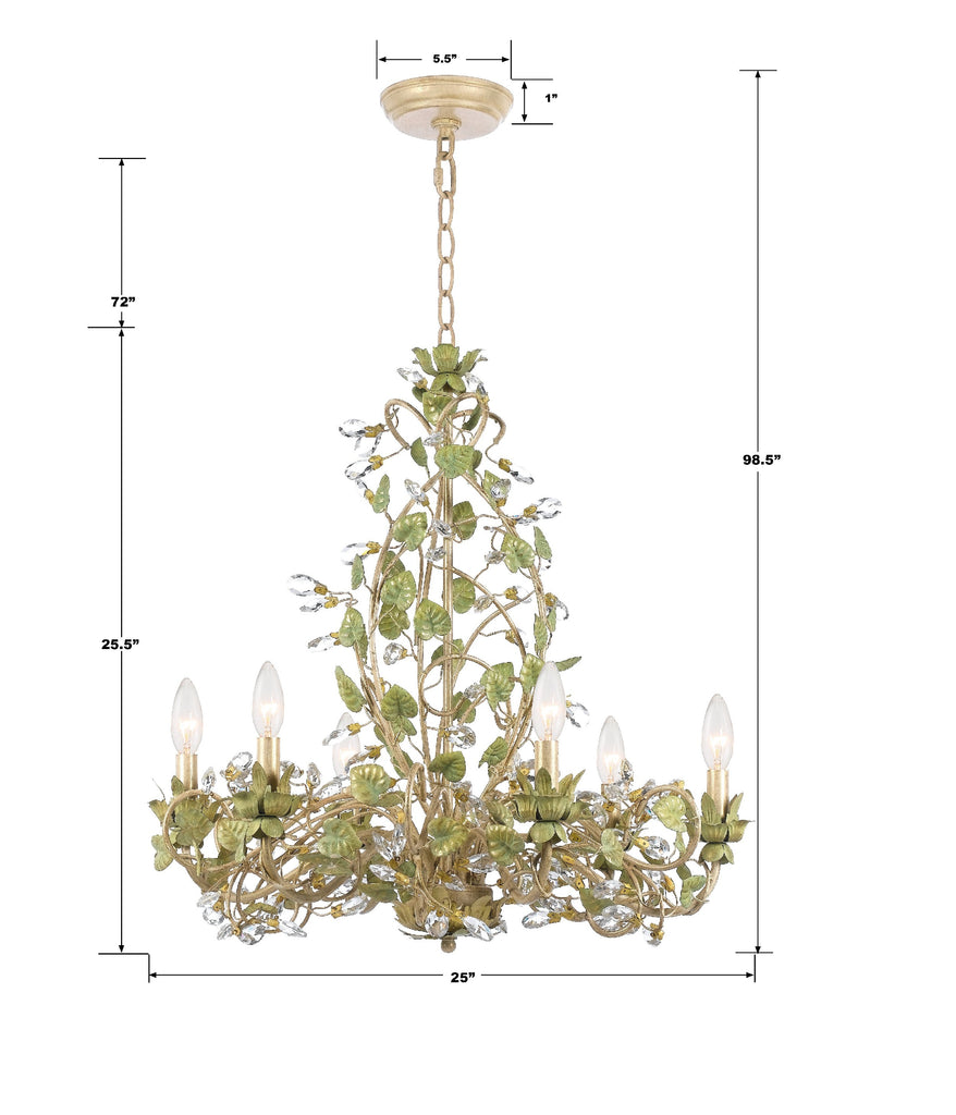 Crystorama Crystorama Josie 6 Light Champagne Green Tea Chandelier