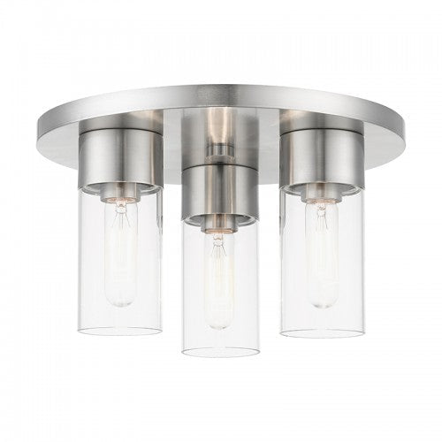 3 Light Brushed Nickel Flush Mount Livex