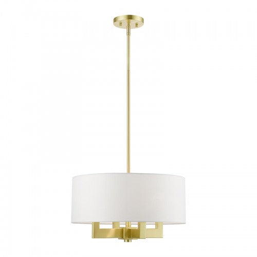 4 Light Satin Brass Pendant Chandelier Livex