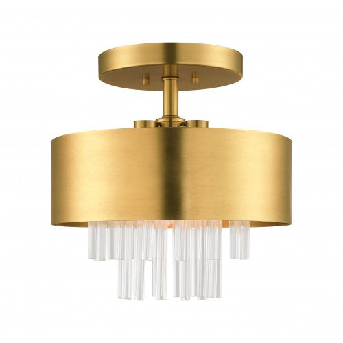 3 Light Natural Brass Ceiling Mount Livex