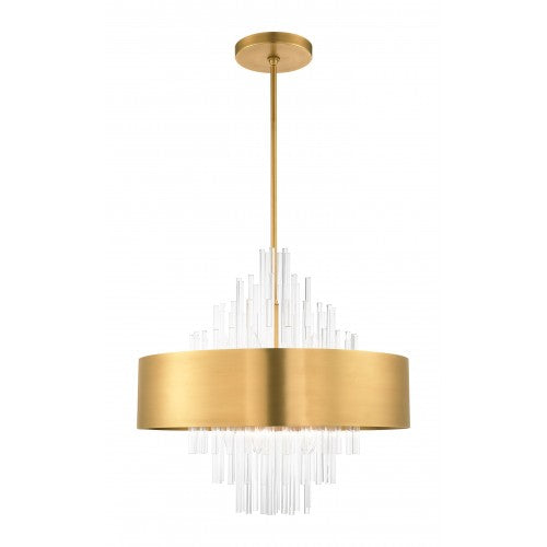 10 Light Natural Brass Pendant Chandelier Livex