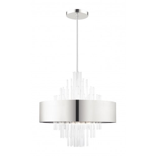 10 Light Polished Nickel Pendant Chandelier Livex