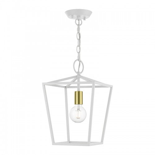 1 Light White Square Lantern Livex