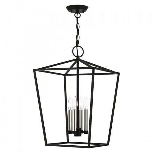 4 Light Black with Brushed Nickel Accents Chandelier Livex