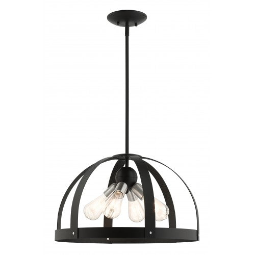 4 Light Textured Black Pendant Chandelier Livex