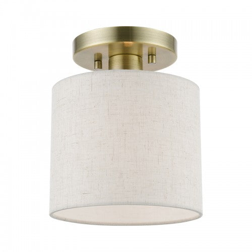 1 Light Antique Brass Petite Semi-Flush Livex