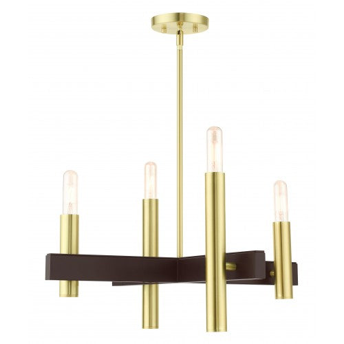4 Light Satin Brass Chandelier Livex