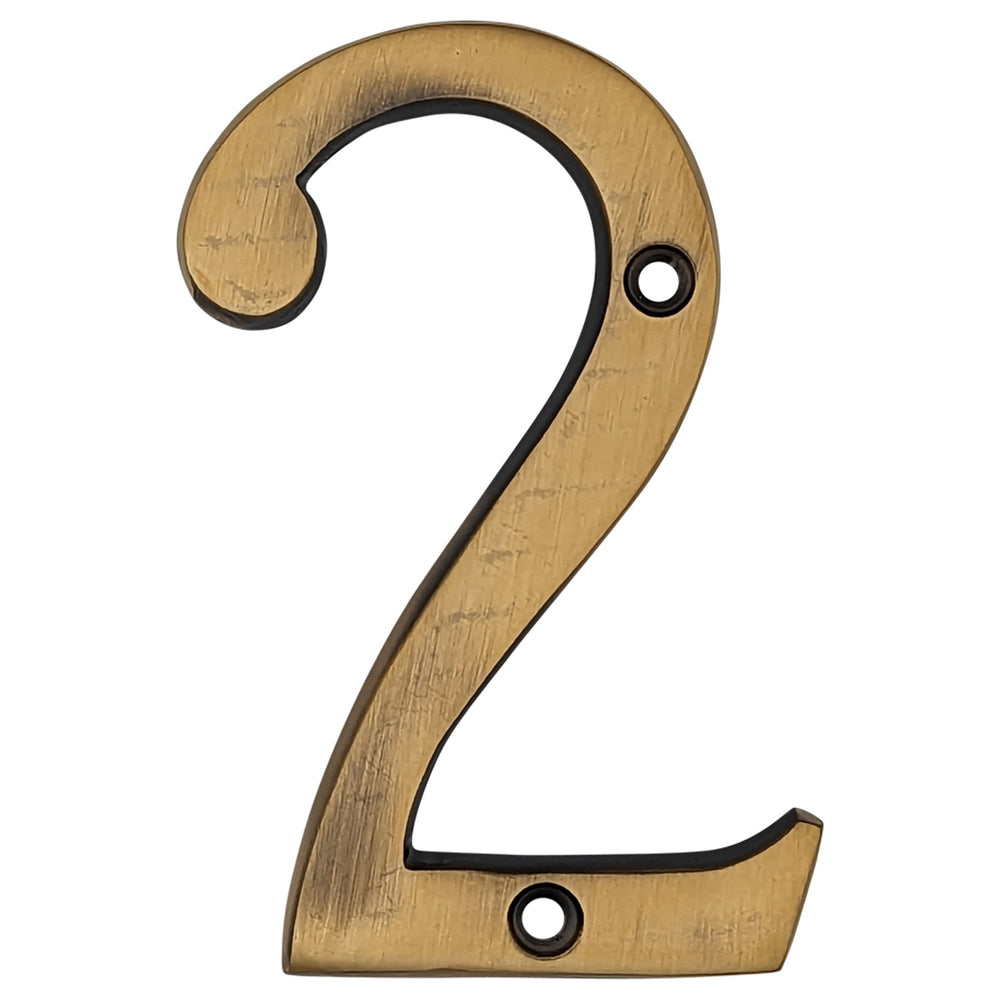 COPPER MOUNTAIN HARDWARE Solid Brass 4 Inch Tall Number 2