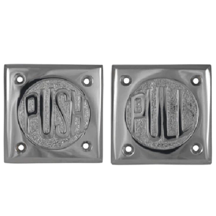 COPPER MOUNTAIN HARDWARE Solid Brass 2 3/4 Inch Brass Classic American "Pull" & "Push" Signs