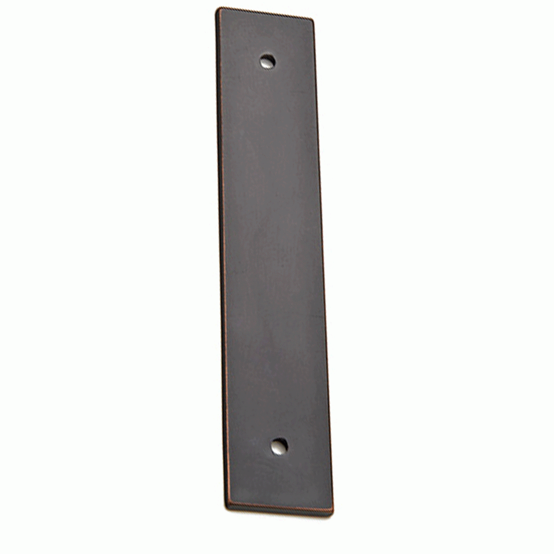 5 1/4 Inch (4 Inch c-c) Solid Brass Art Deco Rectangular Back Plate (Venetian Rubbed Bronze Finish) EMTEK