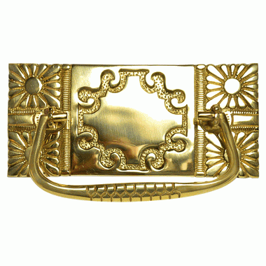 5 Inch Art Nouveau Bail Pull Plate (Polished Brass Finish) COPPER MOUNTAIN HARDWARE