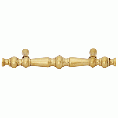 5 Inch Overall (3 Inch c-c) Solid Brass Victorian Pull (Lacquered Brass Finish) COPPER MOUNTAIN HARDWARE