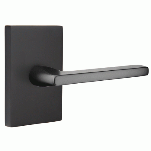 Brass Modern Hardware - Passage Helios Right Handed Door Lever with Modern Rectangular Rosette in Polished Nickel - 5112HLORHUS14 - Emtek Hardware EMTEK