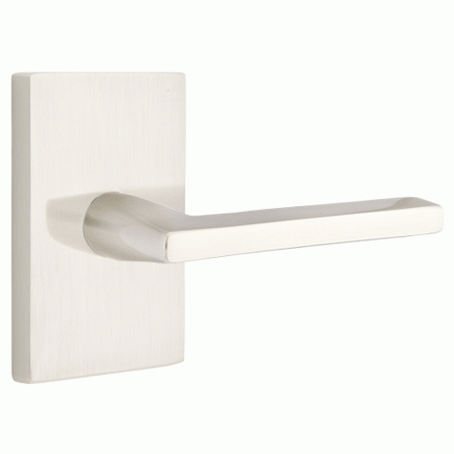 Brass Modern Hardware - Passage Helios Right Handed Door Lever with Modern Rectangular Rosette in Polished Nickel - 5112HLORHUS14 - Emtek Hardware EMTEK