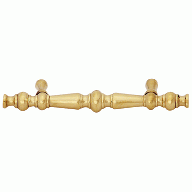 5 Inch Overall (3 Inch c-c) Solid Brass Victorian Pull (Polished Brass Finish) COPPER MOUNTAIN HARDWARE