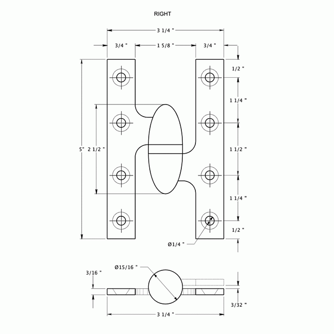 5 Inch x 3 1/4 Inch Solid Brass Olive Knuckle Hinge (Brushed Chrome) DELTANA