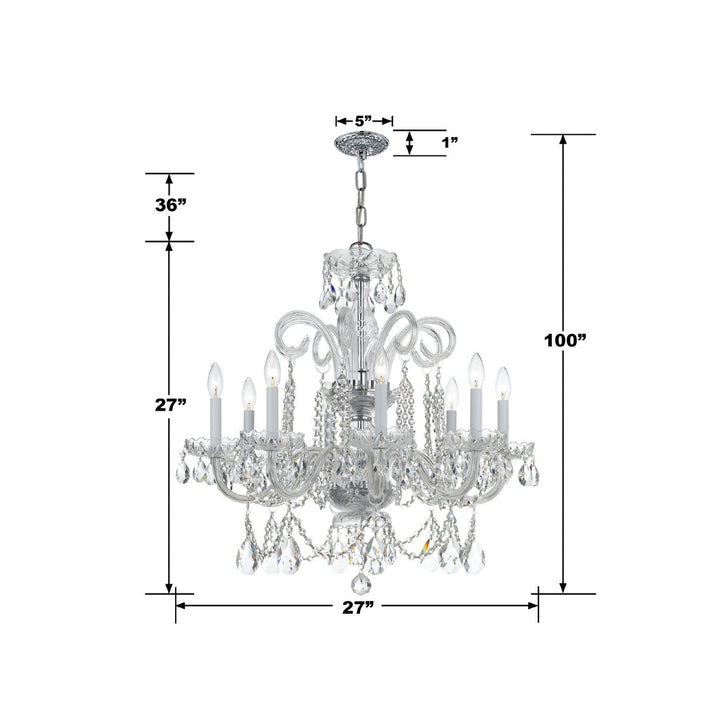 Crystorama Crystorama Traditional Crystal 8 Light Hand Cut Crystal Polished Chrome Chandelier