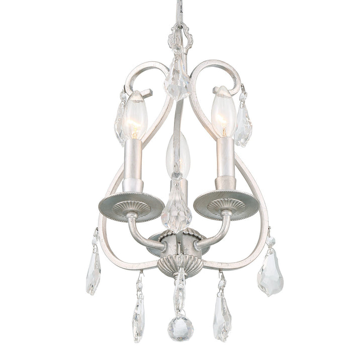 Crystorama Crystorama Ashton 3 Light Hand Cut Crystal Olde Silver Mini Chandelier