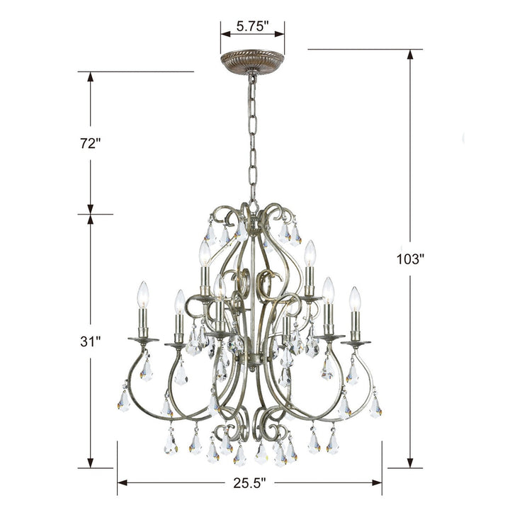 Crystorama Crystorama Ashton 9 Light Swarovski Strass Crystal Olde Silver Chandelier