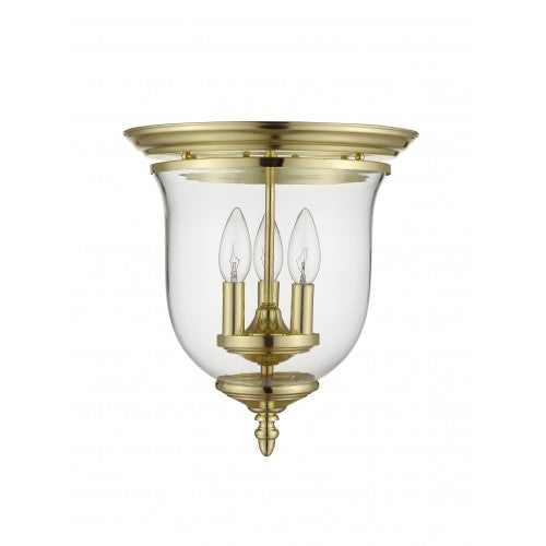 3 Light Polished Brass Ceiling Mount Livex