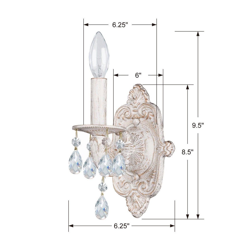 Crystorama Crystorama Paris Market 1 Light Clear Crystal Antique White Sconce