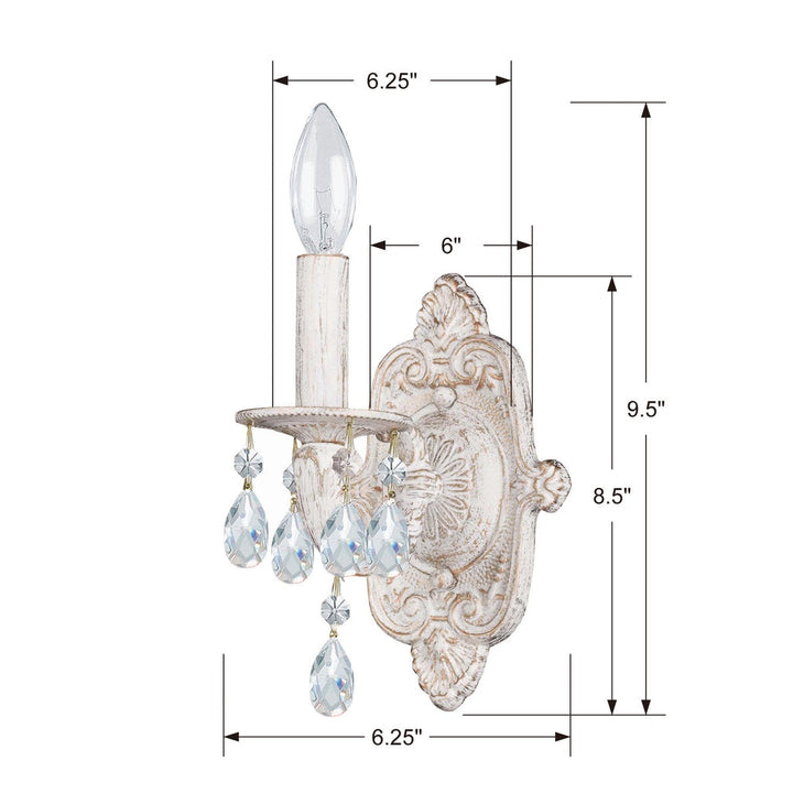Crystorama Crystorama Paris Market 1 Light Spectra Crystal Antique White Sconce