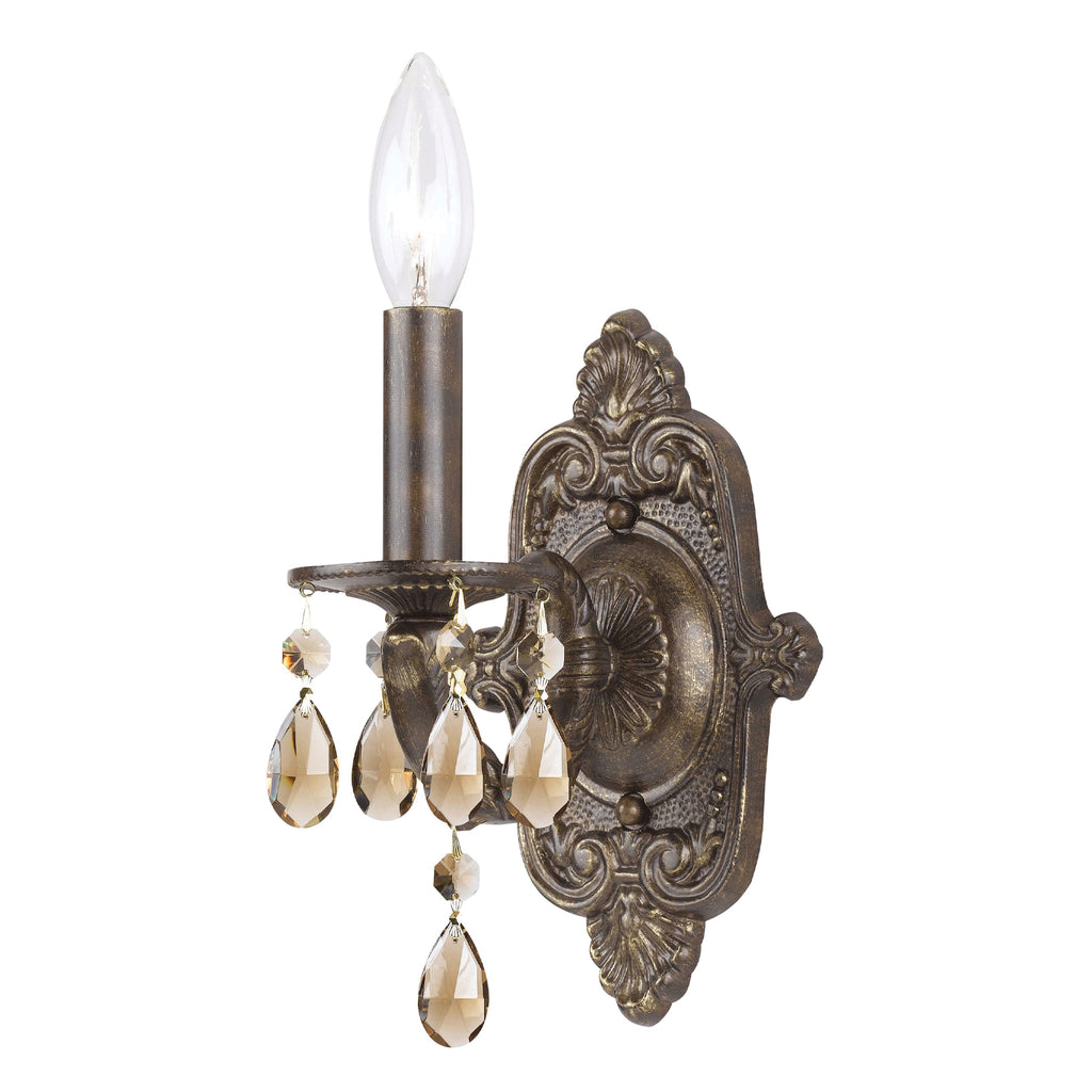 Crystorama Crystorama Paris Market 1 Light Rose Crystal Antique White Sconce