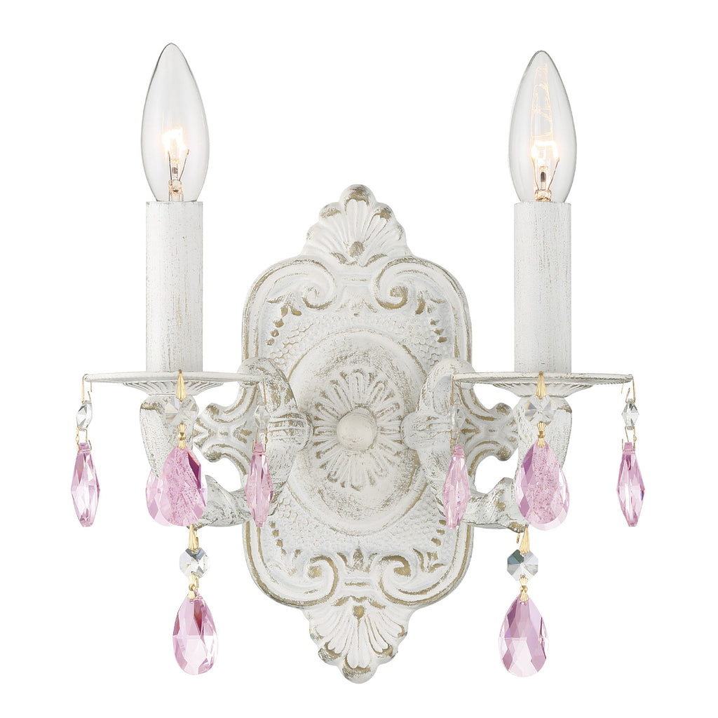 Crystorama Crystorama Paris Market 2 Light Clear Crystal Antique White Sconce