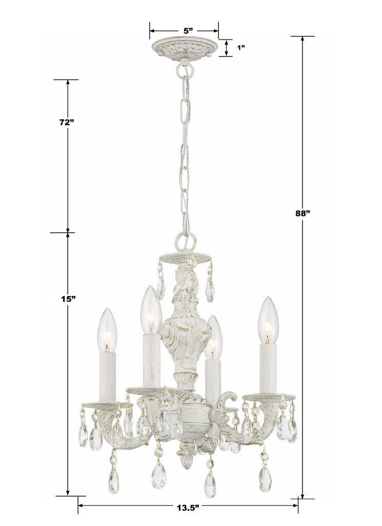 Crystorama Crystorama Paris Market 4 Light Clear Crystal Antique White Mini Chandelier