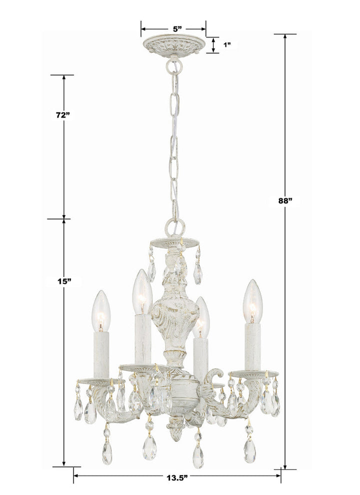 Crystorama Crystorama Paris Market 4 Light Clear Crystal Antique White Mini Chandelier
