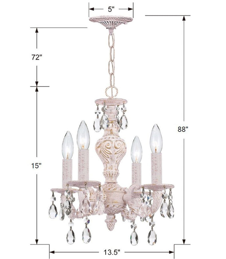 Crystorama Crystorama Paris Market 4 Light Spectra Crystal Antique White Mini Chandelier