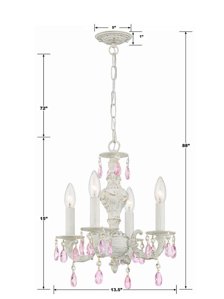 Crystorama Crystorama Paris Market 4 Light Rose Crystal Antique White Mini Chandelier