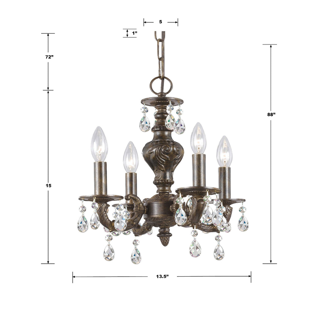 Crystorama Crystorama Paris Market 4 Light Clear Crystal Antique White Mini Chandelier