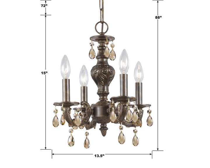Crystorama Crystorama Paris Market 4 Light Spectra Crystal Venetian Bronze Mini Chandelier