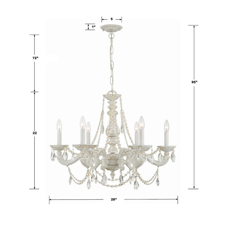 Crystorama Crystorama Paris Market 6 Light Clear Italian Crystal Antique White Chandelier